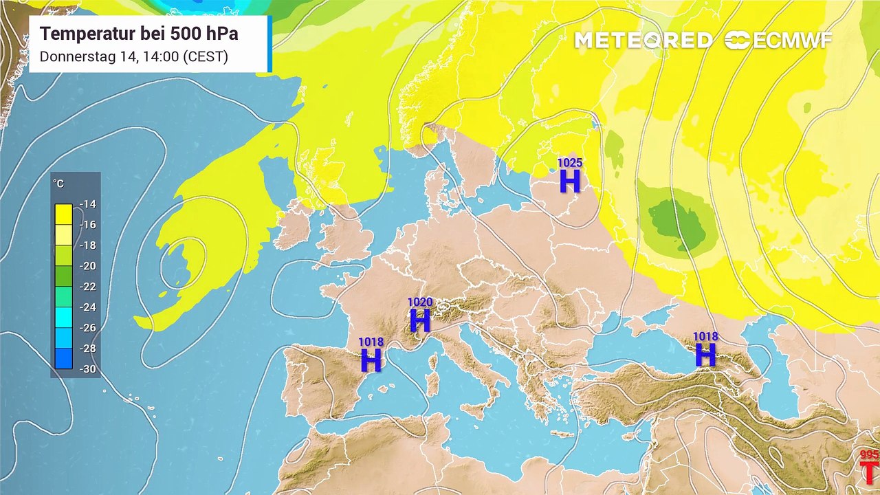 In rund 5 km Höhe formen Hochs und Tiefs das große Wetterkino über Europa – und bestimmen, wie das Ferienwetter in Deutschland weitergeht. Wer macht das Rennen: Sommer-Sonne oder Schauer-Stress?