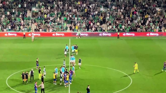 Scenes at Easter Road as Hibs fans celebrate to some belting tunes after a UEFA Conference League thriller.
