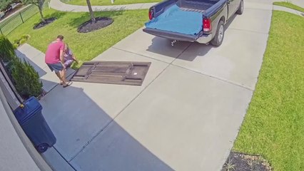 Woman Falls on Table While Moving It