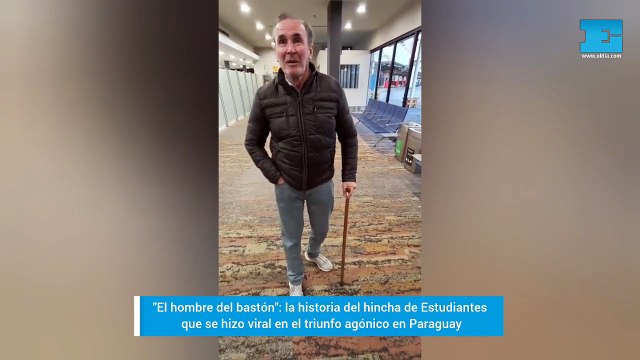 El hombre del bastón : un hincha de Estudiantes se hizo viral en los festejos