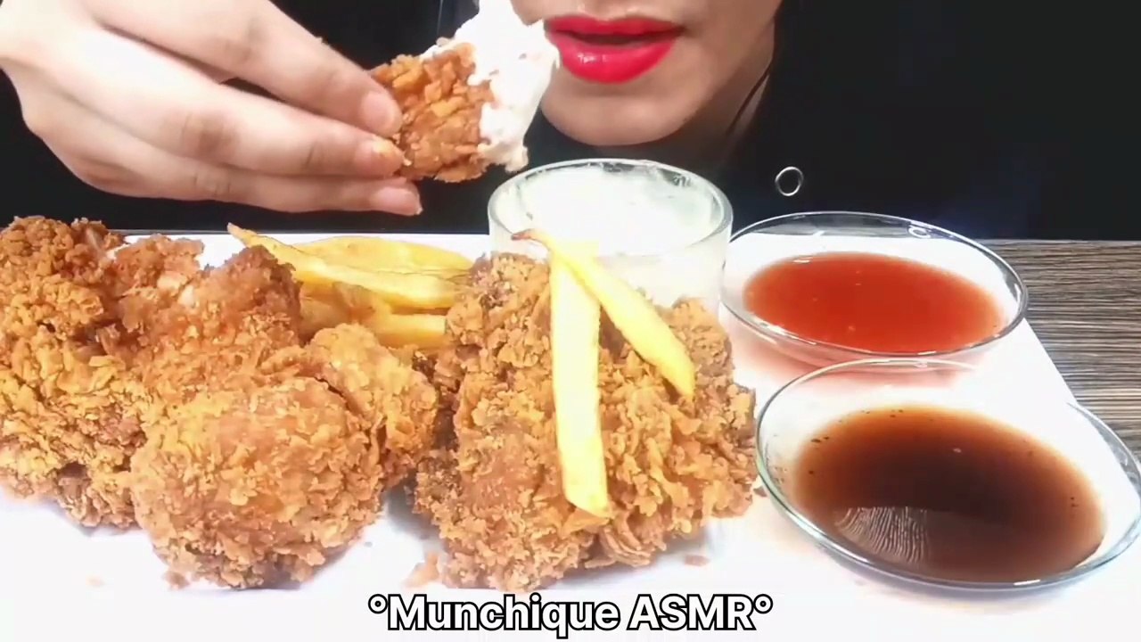 Eating Crispy Fried Chicken & Fries - ASMR Eating Mukbang