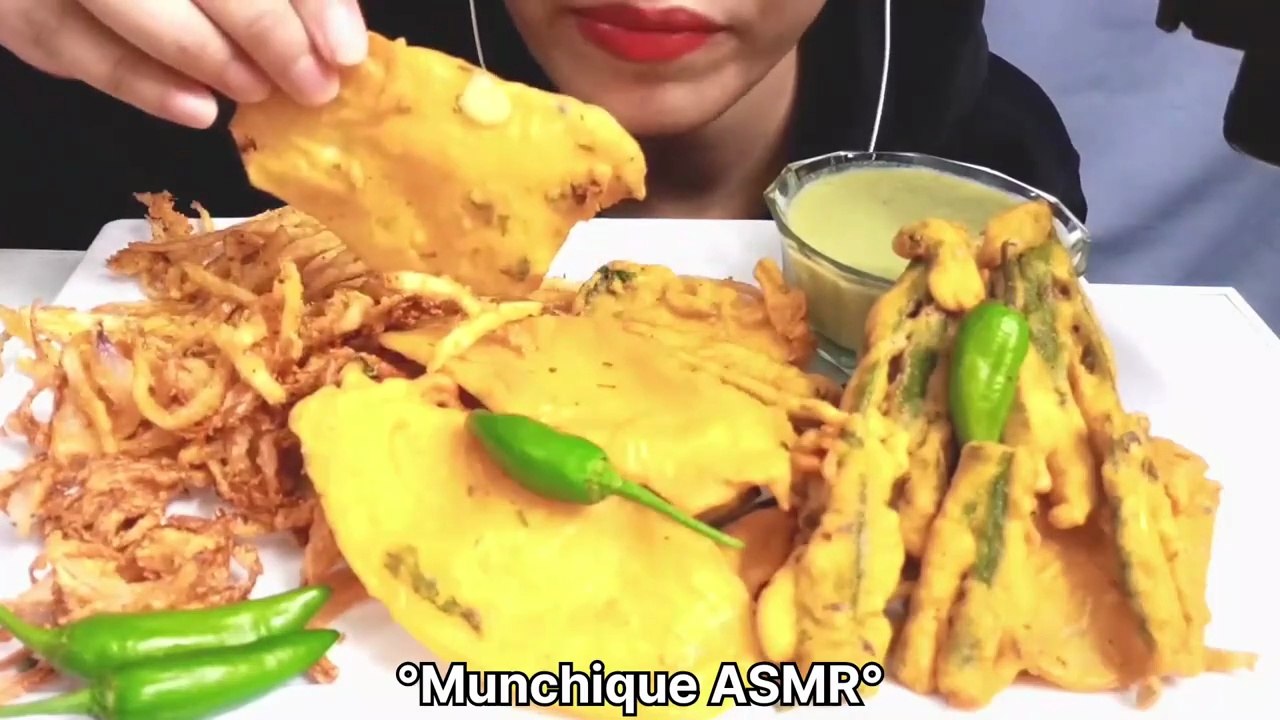 Eating Indian Food - Variety Of Pakoras - ASMR Eating Mukbang