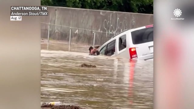 Hero pulls a woman from stranded car amid deadly Chattanooga flooding