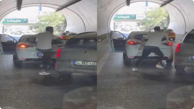 Ümraniye'de tünelde yol verme tartışması kamerada