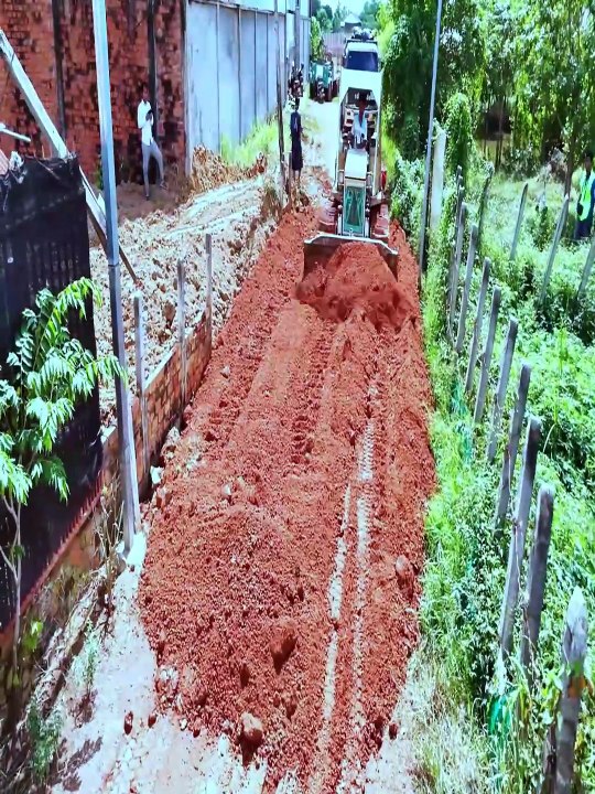 Start New House Foundation Project! KOMATSU D21P Bulldozer Moving Soil