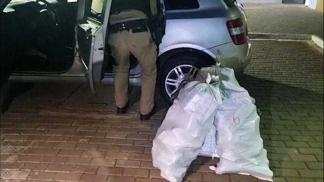 PRE apreende Stilo com 144 kg de maconha e prende casal na BR-277 em Santa Tereza do Oeste