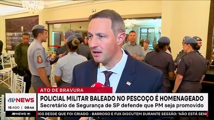 PM baleado na zona sul é homenageado em SP e Derrite defende promoção