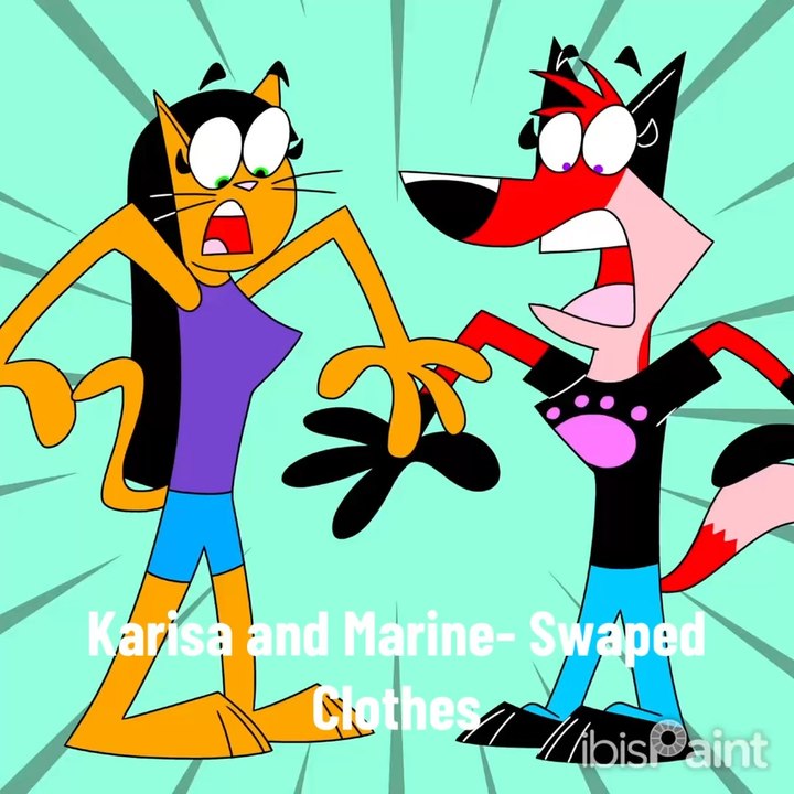 Johnny & Friends: Karisa and Marine- Swaped Clothes in Speedpaint