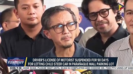Driver’s license of motorist suspended for 90 days for letting child steer car in Parañaque mall parking lot | via Bernard Ferrer