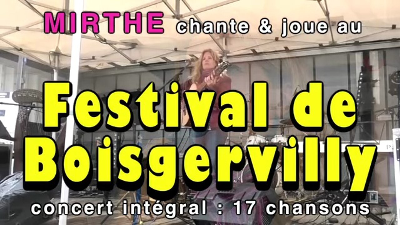 Concert de MIRTHE au FESTIVAL BOISGERVILLY, 17 chansons, guitare, harpe, piano, ukulélé
