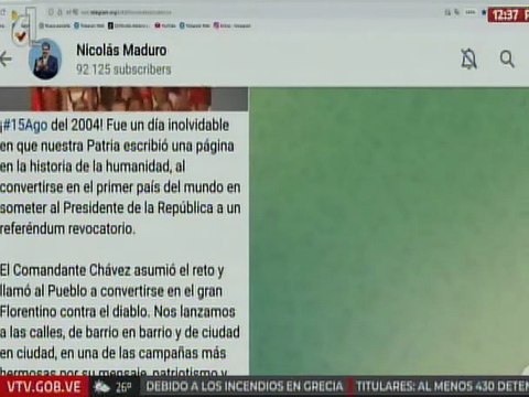 Pdte. Nicolás Maduro recordó la victoria del Cmdte. Chávez en referéndum revocatorio de 2004