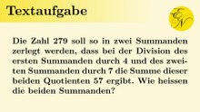 Textaufgabe: Zahl in zwei Summanden zerlegt