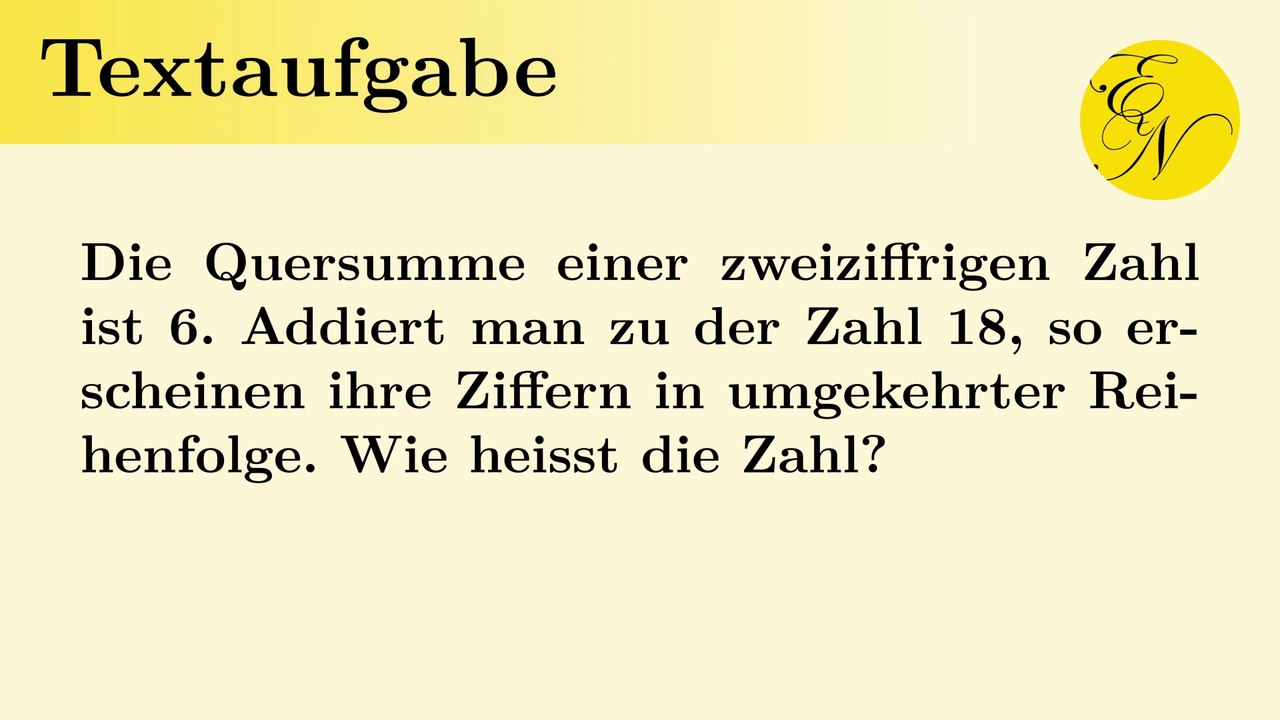 Textaufgabe: Quersumme und Zahlenumkehr