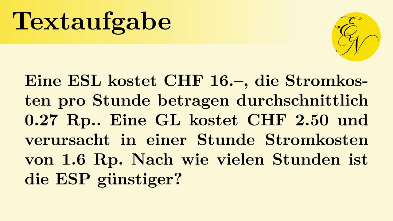 Textaufgabe: Stromkosten