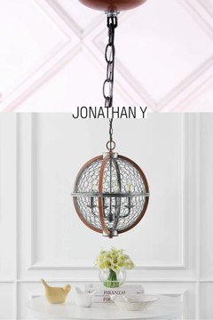 JONATHAN Y JYL7518A Gaines 16 4-Light Adjustable Iron LED Pendant, Rustic, Industrial, Cottage, Fre