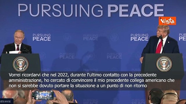 Putin ad Anchorage: Se Trump fosse stato Presidente Usa nel 2022 non ci sarebbe stata guerra