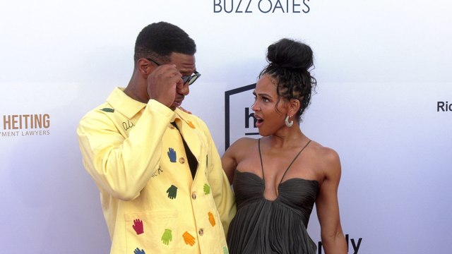 Jonathan Majors and Meagan Good attend the Harold and Carole Pump Foundation 25th Anniversary Celebrity Dinner red carpet in Los Angeles