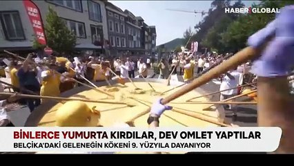 Binlerce yumurta kırdılar, dev omlet yaptılar