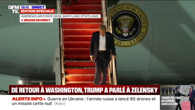 Sommet Trump-Poutine: de retour d'Alaska, Donald Trump a atterri sur la base d'Andrews dans le Maryland