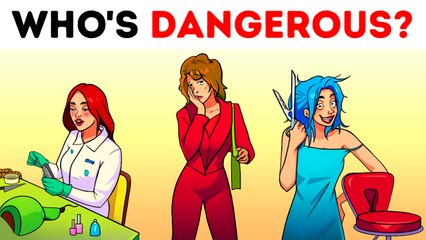 Which Hairdresser Is Dangerous? 💇🏽‍♀️ #brightside #riddles #dangerous #shorts
