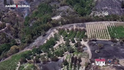 Kocaeli'nde yangından zarar gören alanlar havadan görüntülendi