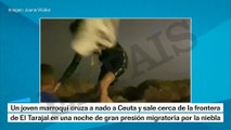 Un joven marroquí cruza a Ceuta a nado en una noche de fuerte presión migratoria
