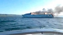 Luxury yacht catches fire in Russia