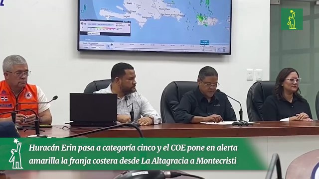 Huracán Erin pasa a categoría cinco y el COE pone en alerta amarilla la franja costera desde La Altagracia a Montecristi