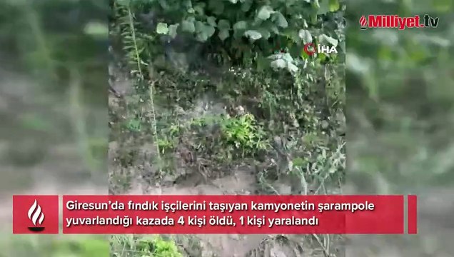 Giresun'da feci kaza! Fındık işçilerini taşıyan kamyonet şarampole yuvarlandı: 4 ölü, 1 yaralı