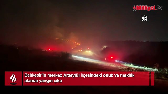 Otluk ve makilik alanda çıkan yangına müdahale ediliyor