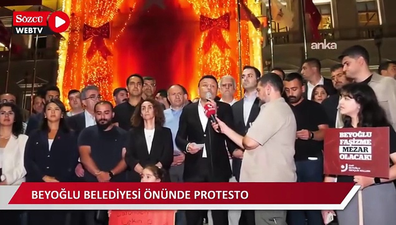İnan Güney'in gözaltına alınması Beyoğlu Belediyesi önünde protesto edildi