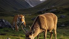 Tiger and Deer Lock Eyes in Silent Standoff    shorts #wildlife #tiger #deer