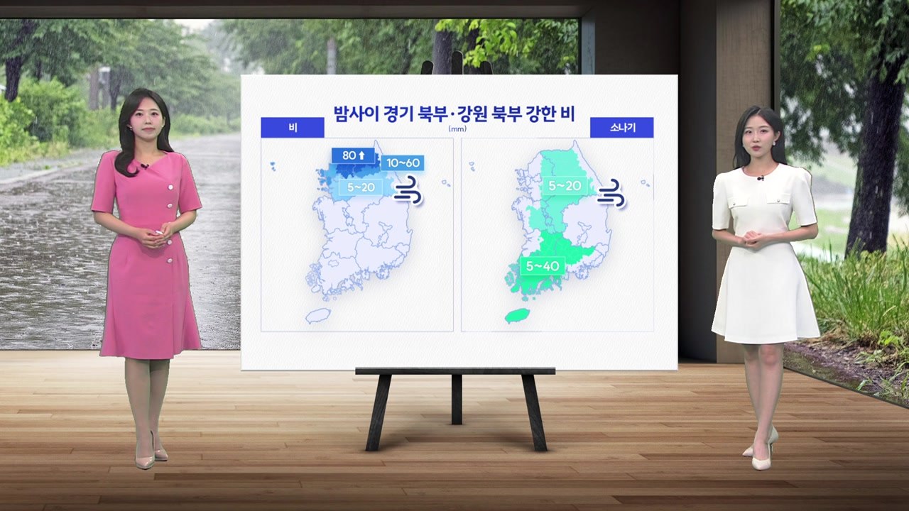 [날씨] 밤사이 경기 북부·강원 북부 강한 비...내일도 여전한 무더위 / YTN
