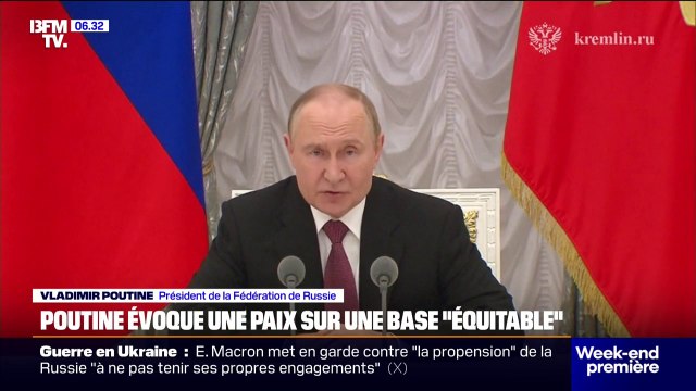 Guerre en Ukraine: Vladimir Poutine évoque une paix sur une base équitable