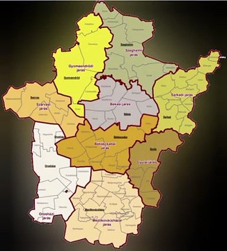 Map of Bekes County. Peta Kabupaten Bekes. Bekes County Map. Map of County of Bekes. County of Bekes Map. Békés megye térképe. Mapa do condado de Békés. Carte du comté de Békés. Mapa del condado de Békés. Mappa della contea di Békés. Mapa komitatu Békés