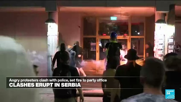 Tensions soar in Serbia as protesters clash with police, set fire to party offices