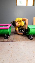 Awesome Dad builds the toddler train out of barrels! 🛠️👨‍👦