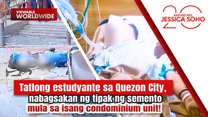Tatlong estudyante, nabagsakan ng tipak ng semento mula sa condo unit! | Kapuso Mo, Jessica Soho