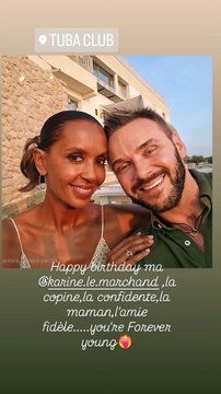 Karine Le Marchand avec Jeanfi Janssens pour fêter son anniversaire.