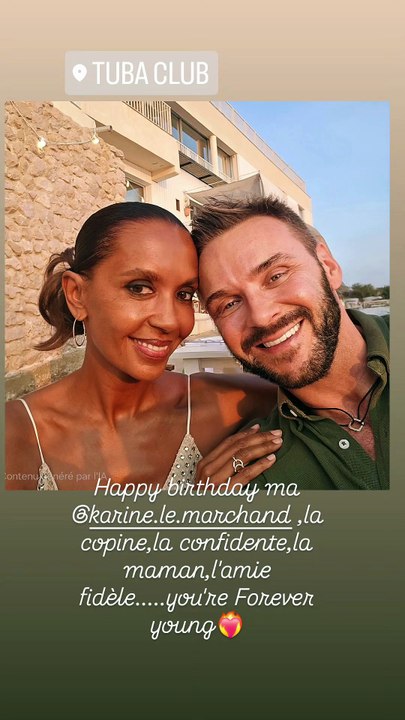 Karine Le Marchand avec Jeanfi Janssens pour fêter son anniversaire.