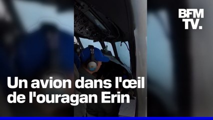 Un chasseur d'ouragan vole dans l'œil de l'ouragan Erin