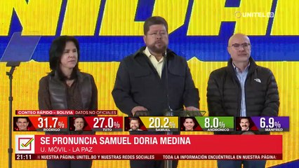 Elecciones: Samuel Doria Medina acepta su derrota y brinda su apoyo a Rodrigo Paz