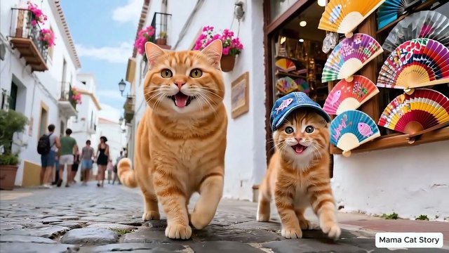 Ginger Feels Sad at School😿… Mama Cat Saves the Day with a Shark Hat 🐾🧵🦈
