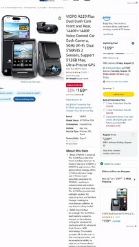 VIOFO A229 Plus Dual Dash Cam Front and Rear, 1440P+1440P Voice Control Car Dash Camera, 5GHz Wi-Fi, Dual STARVIS 2 Sensors, Support 512GB Max,