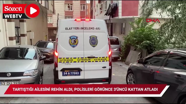 Tartıştığı ailesini rehin aldı, polisleri görünce 3'üncü kattan atladı