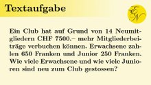 Gleichungssystem Textaufgabe Mitgliederzahl