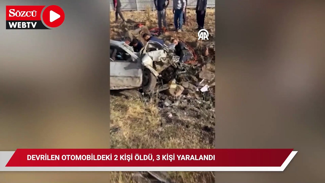 Devrilen otomobildeki 2 kişi öldü, 3 kişi yaralandı