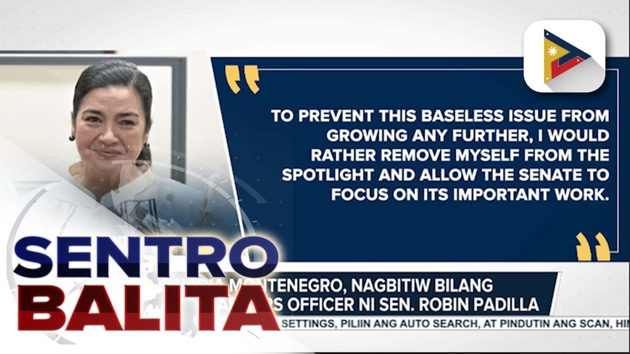 Nadia Montenegro, nagbitiw bilang Political Affairs Officer ni Sen. Robin Padilla; Sen. Zubiri at kanyang staff, nagpa-drug test | ulat ni Daniel Manalastas