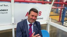 Aldershot Town manager Tommy Widdrington post-Boston United