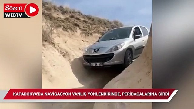 Kapadokya'da navigasyonun yanlış yönlendirdiği sürücü, peribacalarına girdi